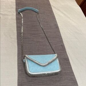 Stylish Blue Chain-Trimmed Women's Bag